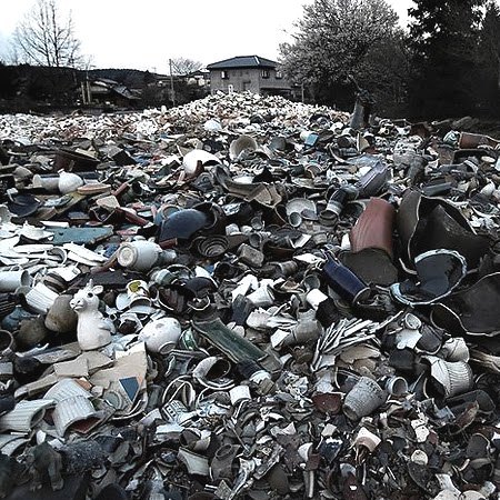 Hill of broken Mashiko ceramics